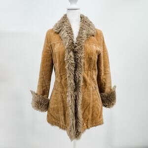 Burberry Jacket Brown Quilted Winter Shearling Coat Ladies Tan Vintage Corduroy